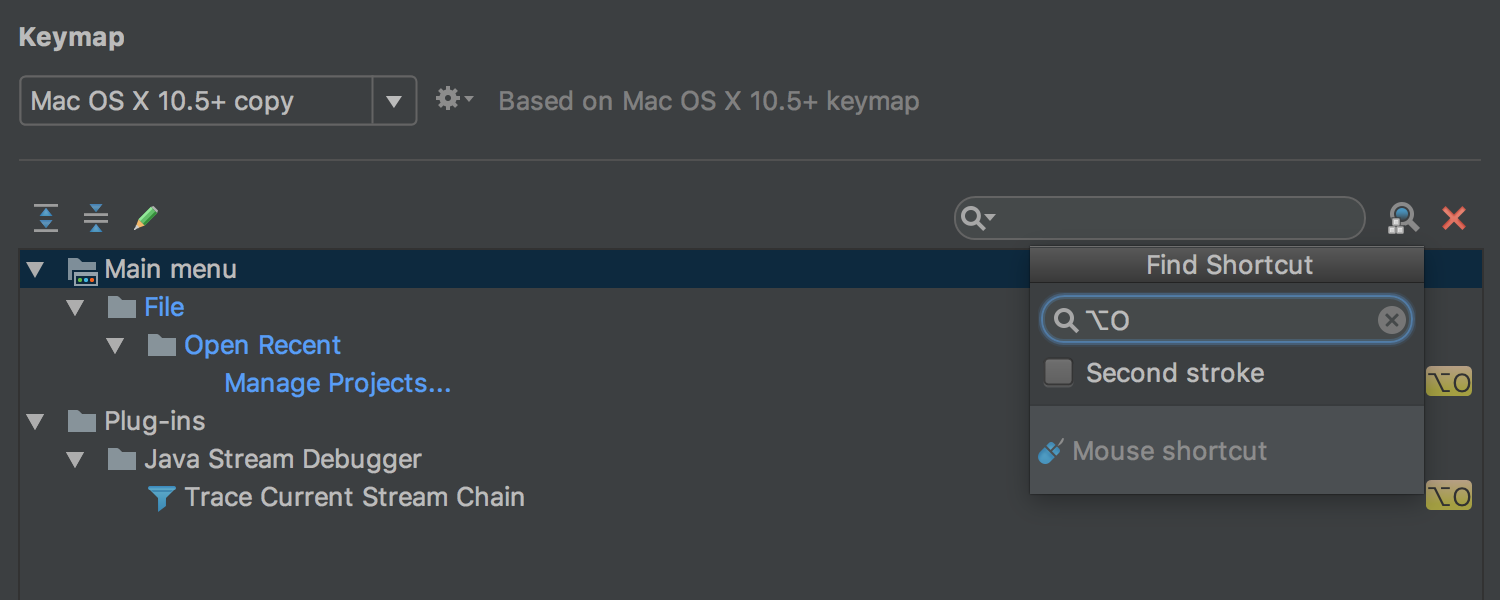 Keyboard shortcut for search on mac